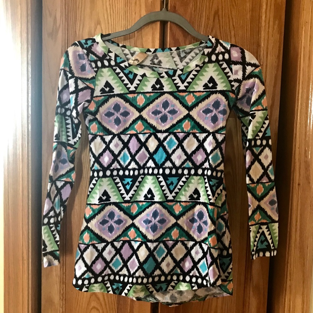 Tribal print long sleeve tee
